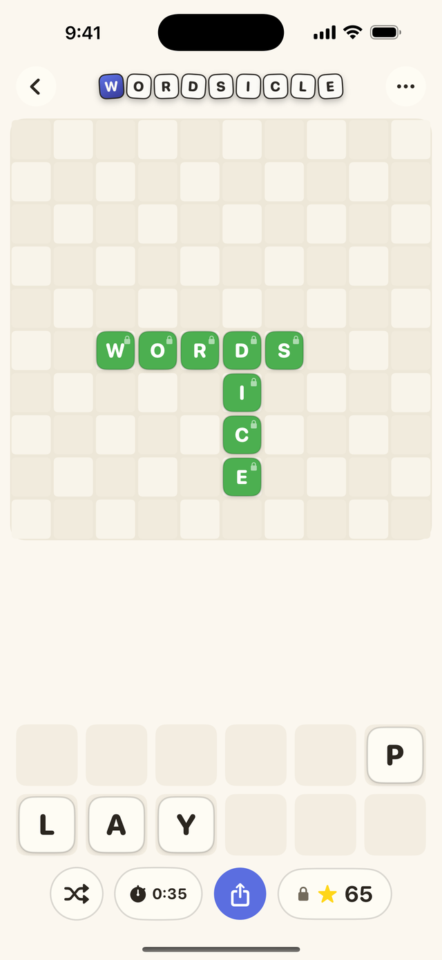 Wordsicle board in Hard Mode, scored dice showing padlocks