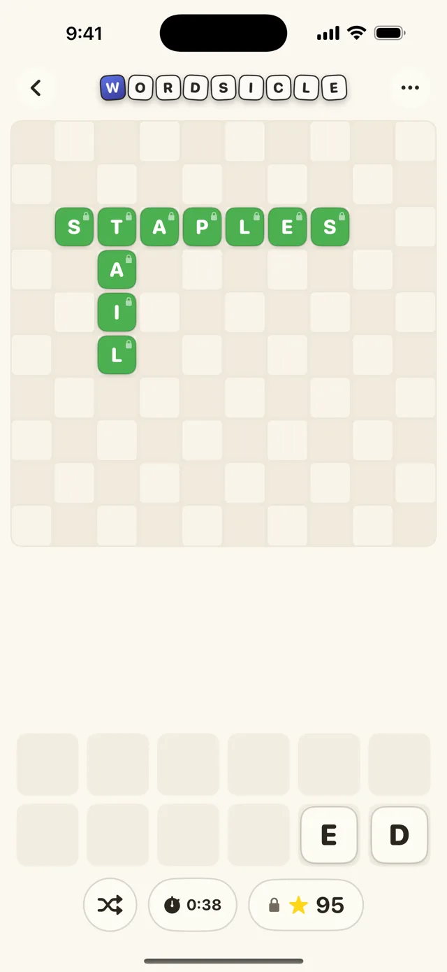 Wordsicle board in Hard Mode, scored dice showing padlocks
